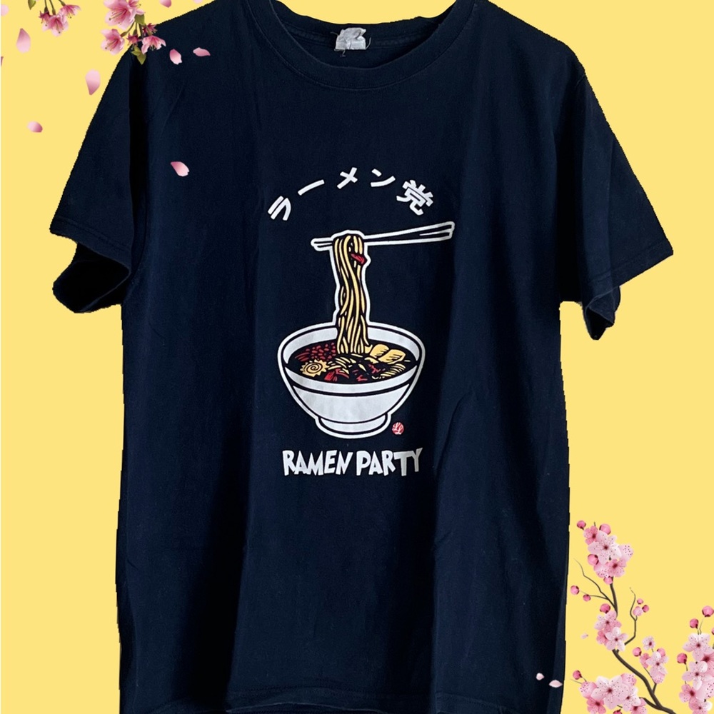 JuminoCore/Heisei Anime Ramen Graphic Blue Unisex Short Sleeve T-Shirt Size M